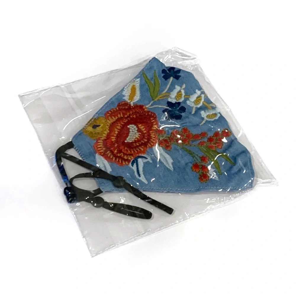 Johnny Was Floral Embroidered Mask Face Cover NEW